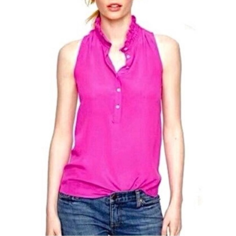 J. Crew 100% silk hot pink blouse size 00